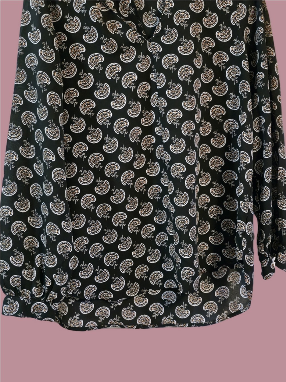4/$67 Deal! Pleione Black Paisley Print Blouse